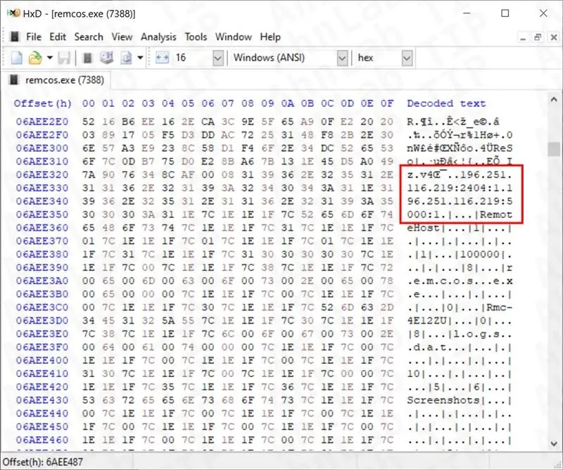 Πληροφορίες C2 της Remcos RAT (Πηγή - ASEC)